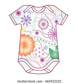 Vector baby body dress with gradient flowers