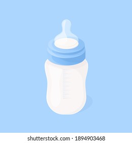 biberón vectorial o pacificador de bebé en fondo azul