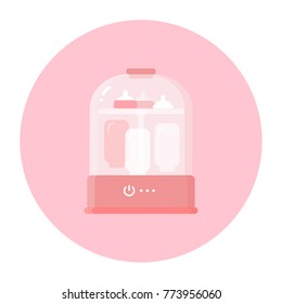 vector baby bottle sterilizer / steamer machine used for sterilize baby accessories by high temperature steam / flat, modern, sign and icon template