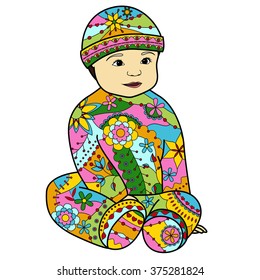 Vector baby boy colorful