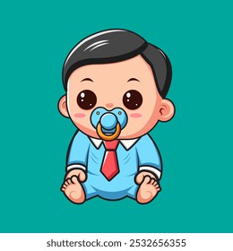 Vector baby boy looking like a boss. Suitable for stickers, avatars or other uses. Vector illustration.