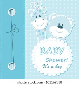 Vector Baby Boy Scrapbook Card With