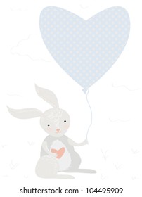 Vector baby bunny with big balloon