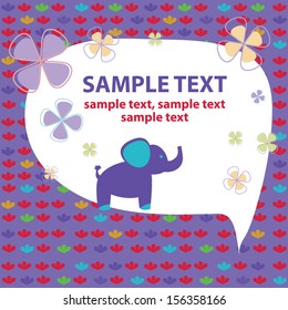 vector baby card with elephant