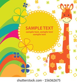 vector baby card with giraffe
