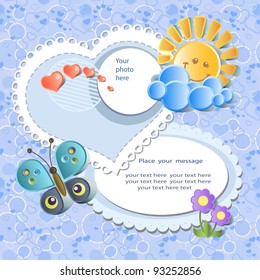 Vector baby card with scrapbook elements