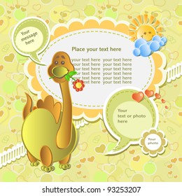 Vector baby card with scrapbook elements