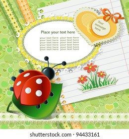 Vector baby card with scrapbook elements