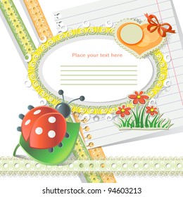 Vector baby card with scrapbook elements