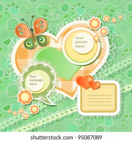 Vector baby card with scrapbook elements