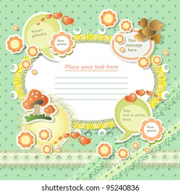 Vector baby card with scrapbook elements