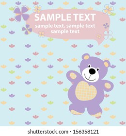 vector baby card with teddy bear