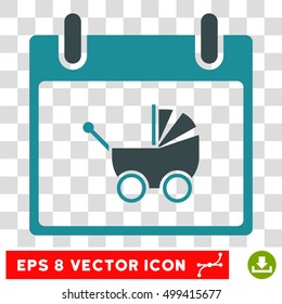 Vector Baby Carriage Calendar Day EPS vector icon. Illustration style is flat iconic bicolor soft blue symbol on a transparent background.
