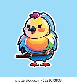 vector baby chicken cartoon sticker illustration