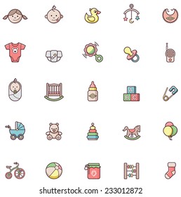 Vector baby and childhood icon set