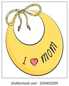 Vector baby colored bib. Flat illustration or icon. Baby accessory isolated on a white background. Vector stock illustration