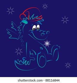 vector baby dragon with snowflake