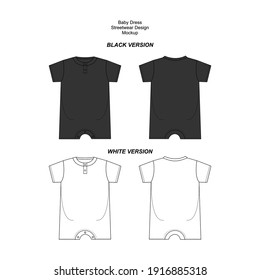 Vector Baby Dress V2 Black and White Streetwear Fashion Illustration Design Commercial Use