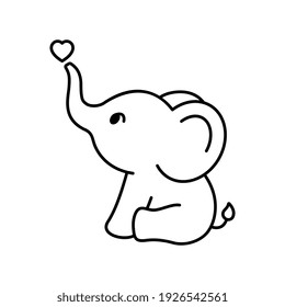 Vector Baby Elephant And Heart Illustration