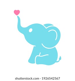 Vector Baby Elephant and Heart Illustration