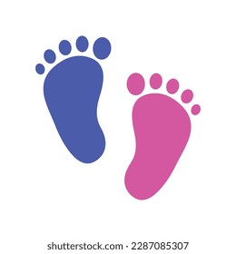 Vector of baby footprint blue and pink isolated on white background