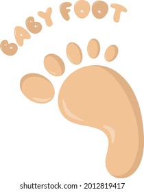 vector baby footprints of newborn babies. Text, baby foot