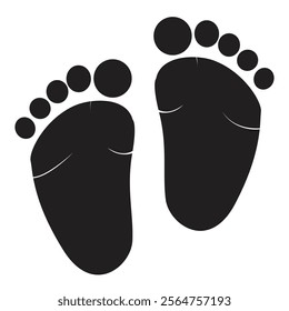 A vector of baby footprints that can be used for silhouette designs, baby shower designs or other baby-themed designs