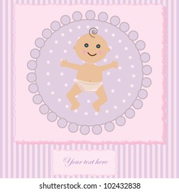 vector of a baby girl announcement card