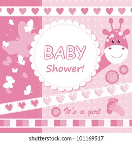 Vector baby girl scrapbook card