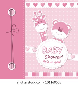 Vector Baby Girl Scrapbook Card