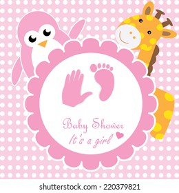 Vector baby girl scrapbook card