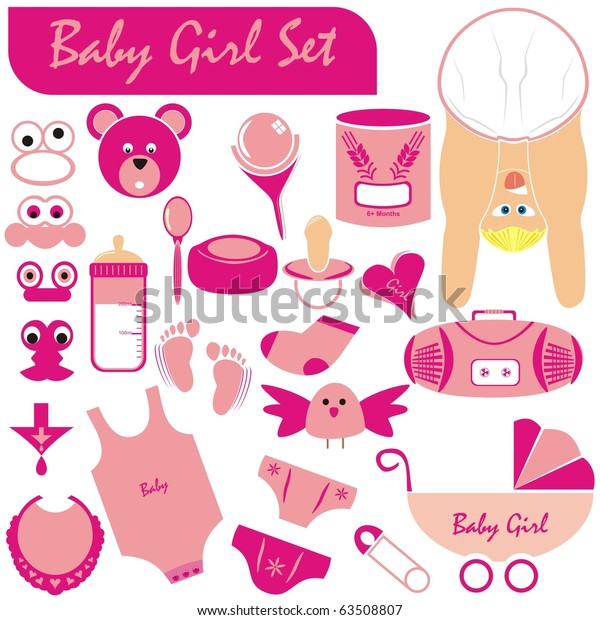 Vector Baby Girl Set Great Collection Stock Vector (Royalty Free) 63508807