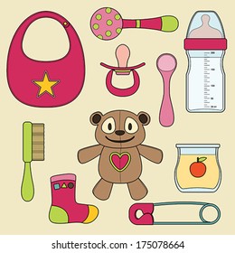 Vector Baby Girl Stuff