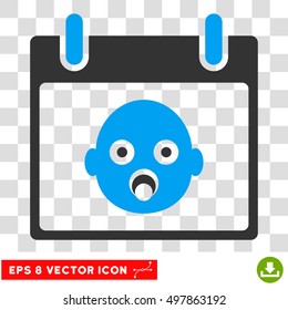 Vector Baby Head Calendar Day EPS vector pictogram. Illustration style is flat iconic bicolor blue and gray symbol on a transparent background.