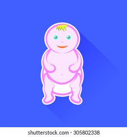 Vector Baby Icon Isolated on Blue Background. Long Shadow