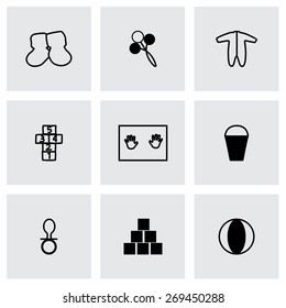 Vector Baby icon set on grey background