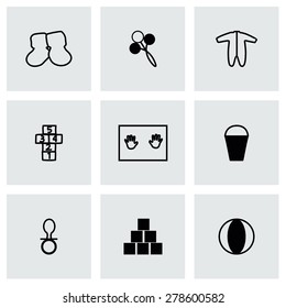 Vector Baby icon set on grey background