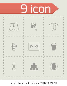 Vector Baby icon set on grey background