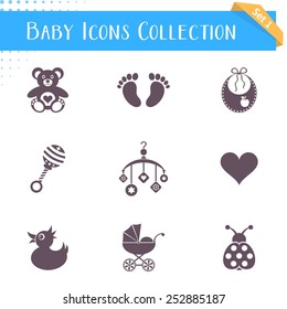 Vector baby icons collection isolated on white background