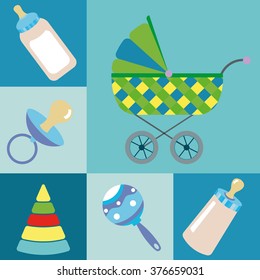 vector baby icons set.