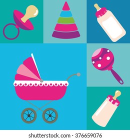 vector baby icons set.