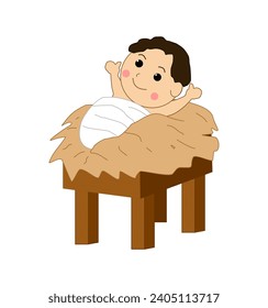 Vector of baby Jesus in the manger, merry christmas.