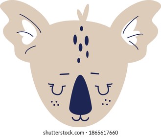 Vector baby koala face scandinavian color african animal