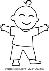 A vector of baby learning to walk for the first time