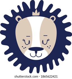 Vector baby lion flat scandinavian style african animal