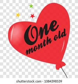 Vector baby milestone card for girl. Calligraphy lettering. One month old.