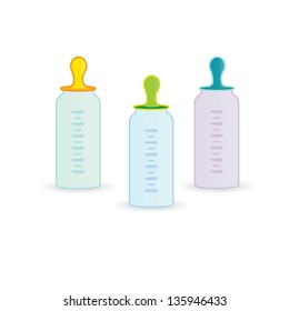 vector Baby milk bottles set