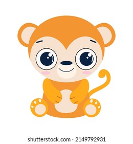 Vector baby monkey cartoon flat style