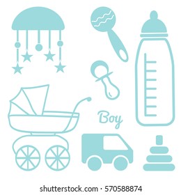 Vector baby and newborn set for a boy child