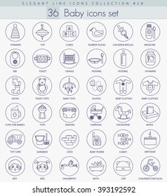 Vector Baby outline icon set. Elegant thin line style design.